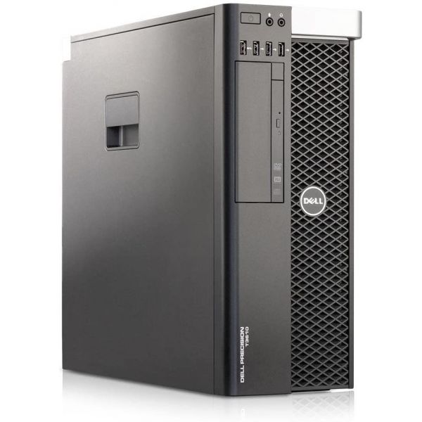 Dell Precision T3610 fixed tower workstation. Left and right facing composite hero image for online use.