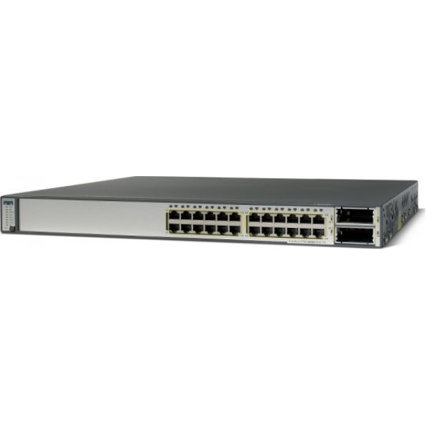 SWITCH CISCO WS-C3750E-24PD-S 24-Ports Gigabit POE /w 1xPSU (C3K-PWR-750WAC) w/ Rkmnts