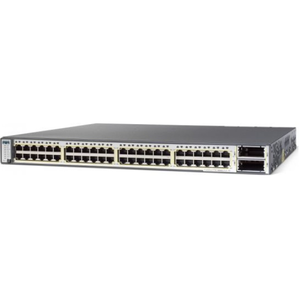 SWITCH CISCO WS-C3750E-48TD-S 48-Ports Gigabit (2) 10G SFP /w 1xPSU (C3K-PWR-265WAC) w/ Rkmnts