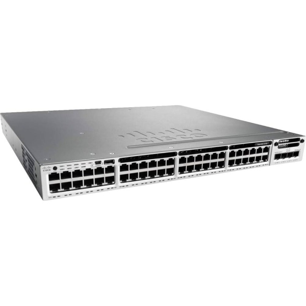 SWITCH CISCO WS-C3850-48T-S 48-Ports Gigabit 2x PSU 350W (P/N: PWR-C1-350WAC) w/ Rkmnts