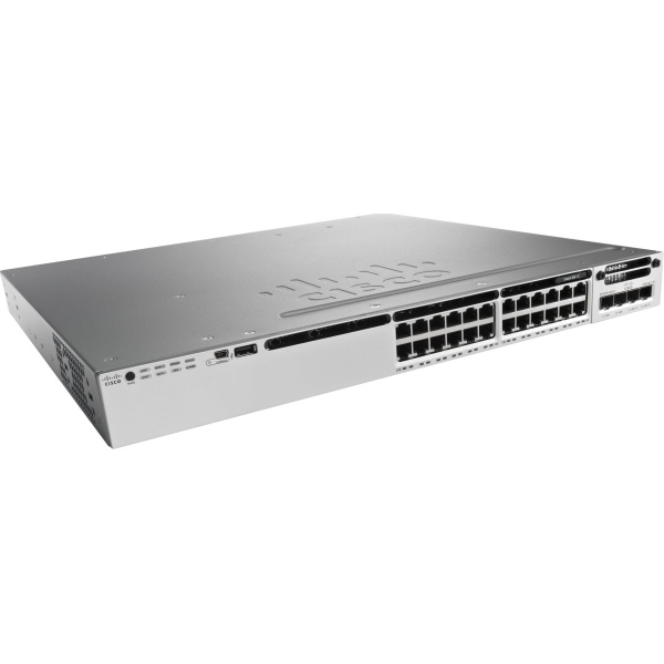 SWITCH CISCO WS-C3850-24P-S 24-Ports Gigabit POE+ 1x PSU 715W (P/N: PWR-C1-715WAC) w/ Rkmnts